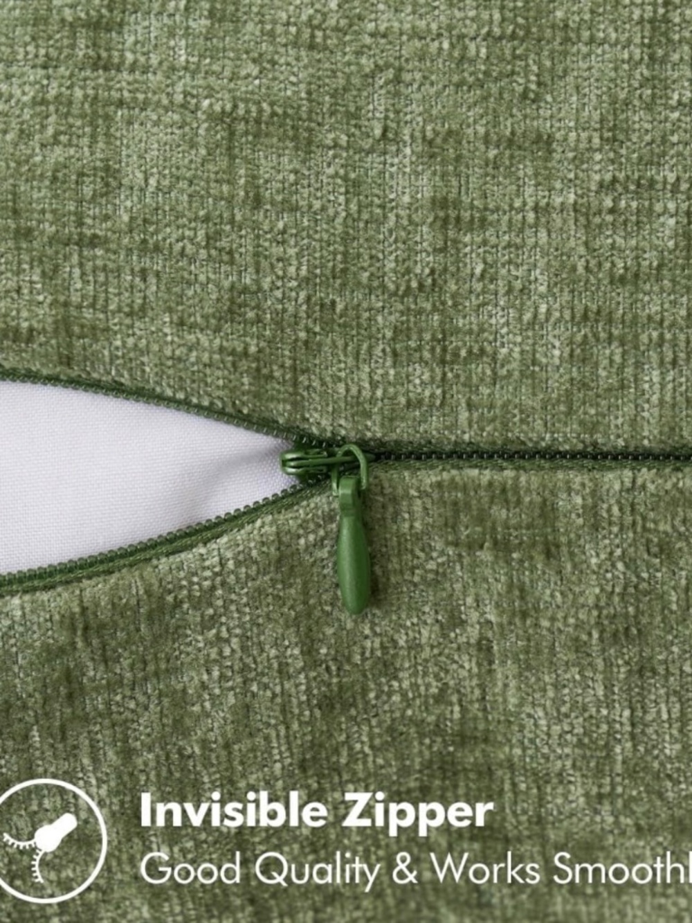 Sage Green Chenille Pillow Covers 18x18 Set of 2 Farmhouse Boho NWOT - Picture 4 of 14